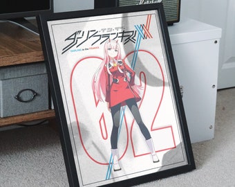 Darling In The Franxx ZERO TWO (02) Cartel de estilo vintage / Impresión de pared, Descarga digital, Arte imprimible, Decoración del hogar del dormitorio, Idea de regalo