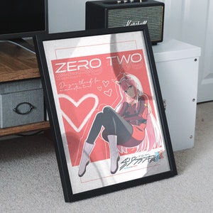 Darling In The Franxx Zero Two (02) Vintage Style Poster | Wall Print, Digital Download, Printable Art, Bedroom Home Decor, Gift Idea