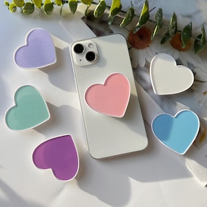 Simple Color Heart Phone Grip,Transparent Folding Phone Holder,Cute Phone Accessories,Phone Charms, Phone Kindle Support