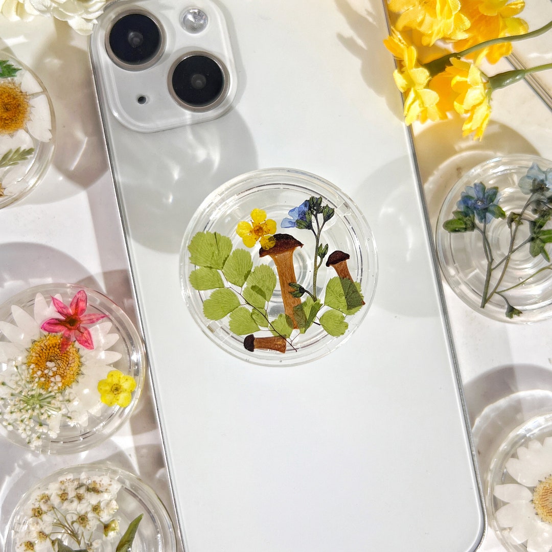 Natural Mushroom Phone Grip,transparent Folding Phone Holder,pressed ...