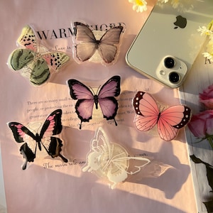 Nature Butterfly Phone Grip, Plant Transparent Folding Phone Holder,Cute Phone Accessories,Phone Charms, Support for Phone Kindle