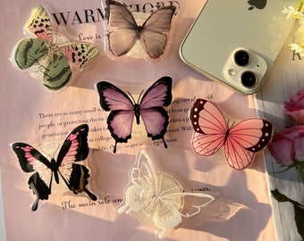 Natur Schmetterling Handy Griff, Pflanzen Transparent klappbar Handyhalter, süßes Handy Zubehör, Handy Anhänger, Support für Kindle Kindle