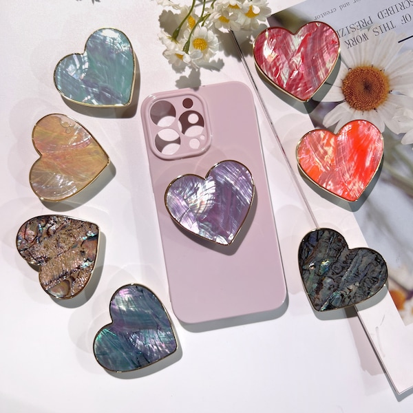 Natural Shell Phone Grip,Transparent Folding Phone Holder,Colorful Cute Phone Accessories,Phone Charms,Phone Kindle Support