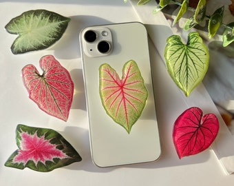 Natural Leaves Phone Grip, Plant Transparent Folding Phone Holder,Cute Phone Accessories,Phone Charms, Phone Kindle Support