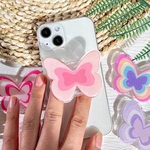 Nature Butterfly Phone Grip, Plant Transparent Folding Phone Holder,Cute Phone Accessories,Phone Charms, Support for Phone Kindle image 9