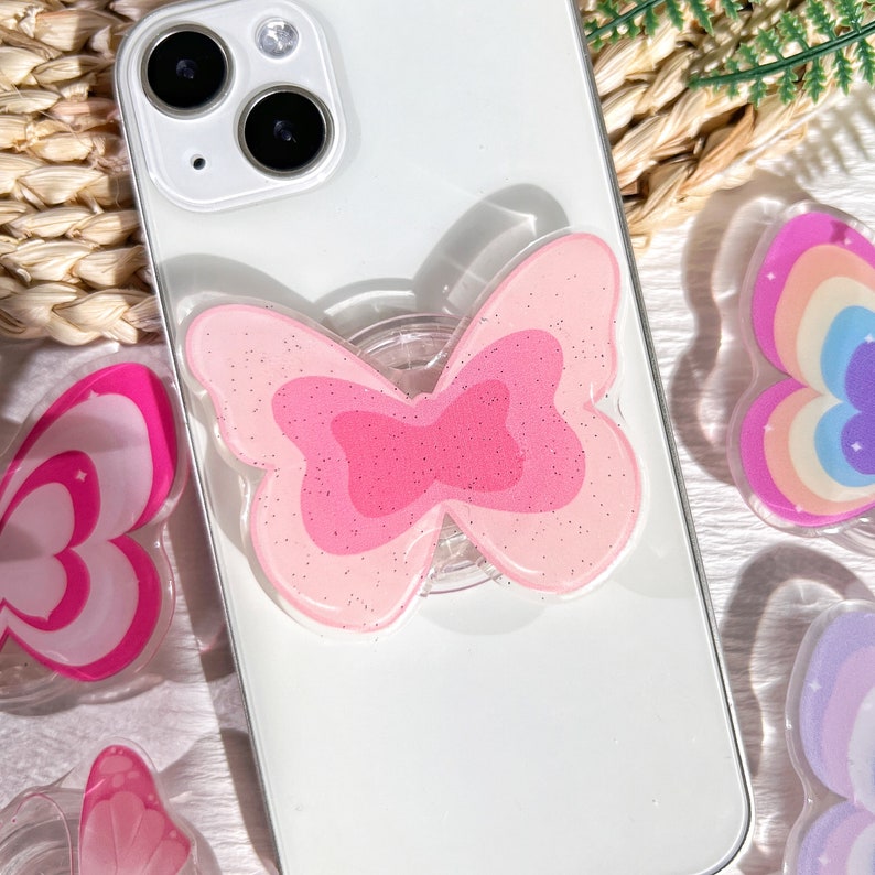 Nature Butterfly Phone Grip, Plant Transparent Folding Phone Holder,Cute Phone Accessories,Phone Charms, Support for Phone Kindle image 8