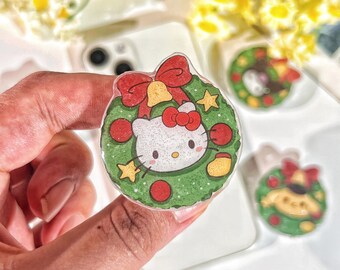 Japanese Cartoon Phone Grip,Christmas Wreath Cute Folding Animal Phone Holder,Cute Phone Accessories,Phone Charms, Phone Support for Kindle