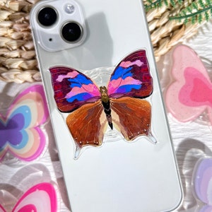 Nature Butterfly Phone Grip, Plant Transparent Folding Phone Holder,Cute Phone Accessories,Phone Charms, Support for Phone Kindle image 5