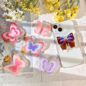 Nature Butterfly Phone Grip, Plant Transparent Folding Phone Holder,Cute Phone Accessories,Phone Charms, Support for Phone Kindle image 1