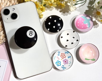 Simple Black Circle Phone Grip, Cartoon Transparent Folding Phone Holder,Cute Phone Accessories,Phone Charms, Phone Support,Kindle Support