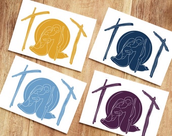 Printable Nativity Christmas Card Bundle: Modern Religious Design (Digital Download)