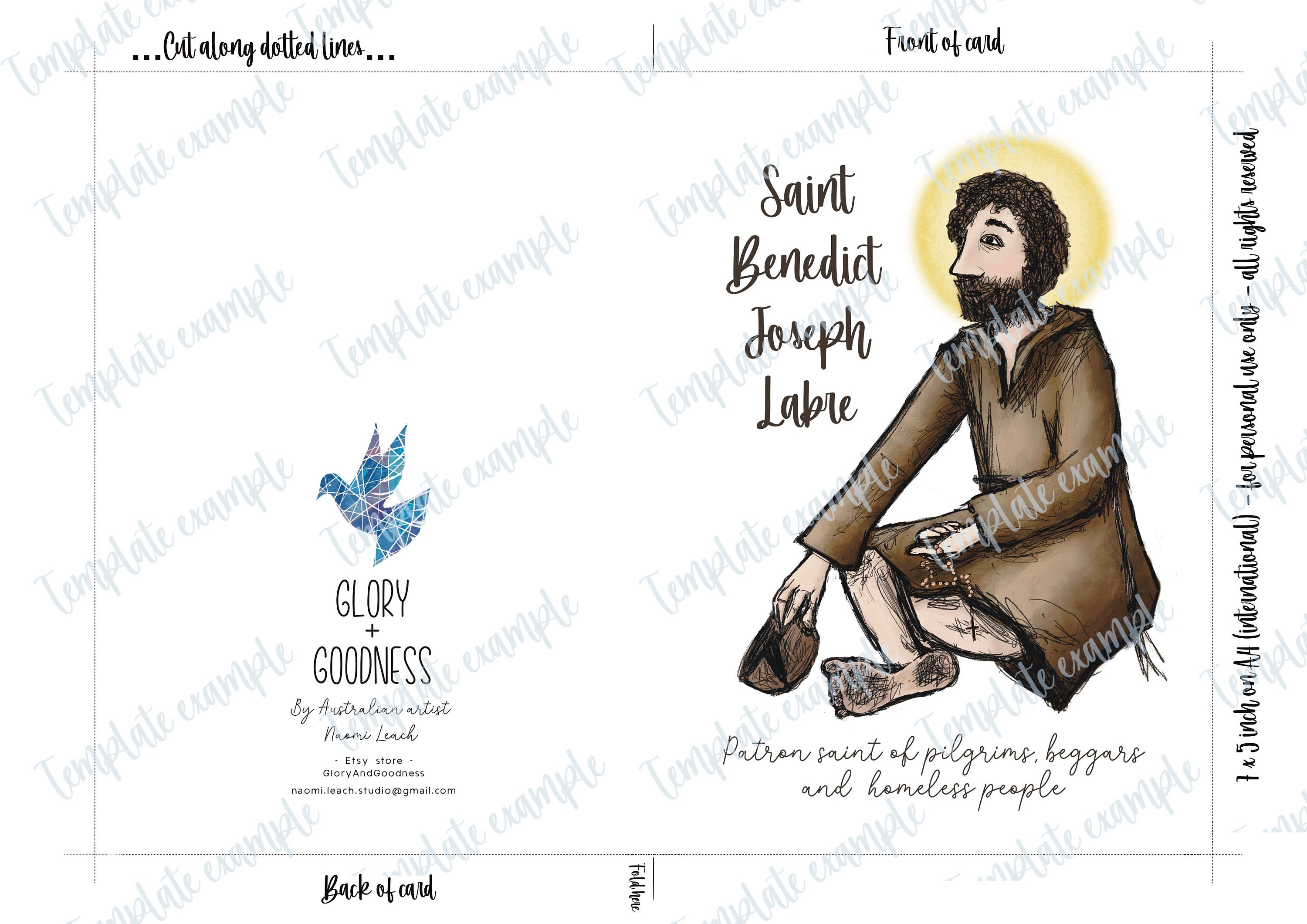 St Benedict Joseph Labre Printable Greeting Card | Catholic Saint Card ...