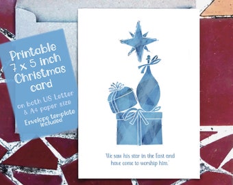Three Kings Christmas Card Printable | Printable Christian Christmas Cards | Catholic Christmas Cards | Religious Christmas Cards Printable