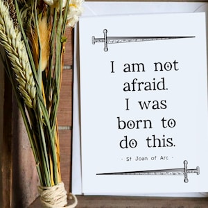 St Joan of Arc Greeting Card Printable | Digital Download St Joan Cards | Girls Saint Quote Card | Confirmation Saint Joan of Arc