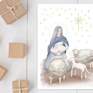 Religious Christmas Card Printable | Bethlehem Christmas Cards | Nativity Christmas Cards | Mary Our Lady Religious Christmas Card
