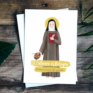 St Catherine of Bologna Printable greeting card, Digital Download, Patron saint of artists, Confirmation card, Catholic nun, Saint Catherine