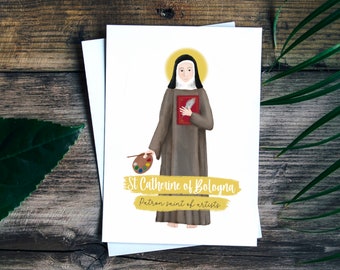 St Catherine of Bologna Printable greeting card, Digital Download, Patron saint of artists, Confirmation card, Catholic nun, Saint Catherine
