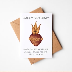 Sacred Heart Geburtstagskarte zum Ausdrucken | Bday Sacred Heart of Jesus Karte Digitaler Download | Religiöse Geburtstagskarten | Katholische Geburtstagskarten
