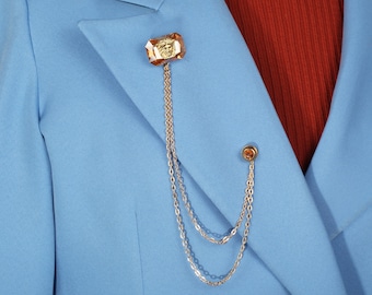 Broche en or avec chaîne pour veste, épingles à clip pour collier, accessoire de la mariée pour garçons d'honneur, cadeau de mariage pour lui, sa petite amie