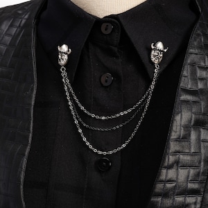 Viking Warrior Shirt Collar Chain Brooch, Helmet Collar Clip, Collar Pin, Lapel Pin, Shirt Pin, Men Women Jewellery, Gift for Brides Wedding