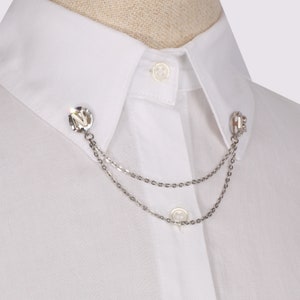 Personalized Letter Silver Color Shirt Collar Chain Brooch,Initial Collar Clip, Collar Pin, Lapel Pin, Gifts For Men Women Groomsmen Wedding