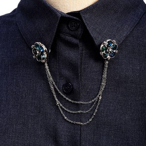 Flower Shirt Collar Chain Brooch, Collar Clip, Collar Pin, Lapel Pin, Jewellery For Women, Gifts For Her wife girlfriend mom