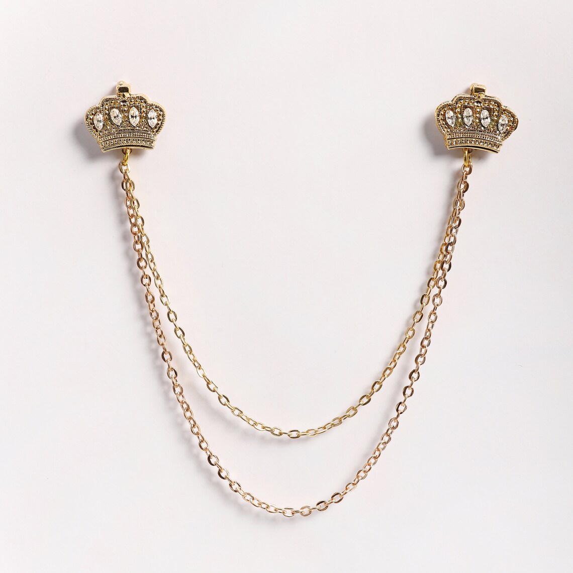 Princess Queen Chain King & Queen Crown Gold/silver Shirt Collar Chain Brooch, Collar Clip ...