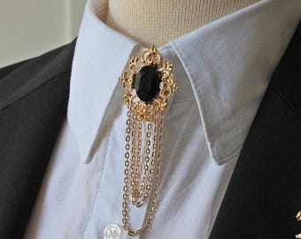 Handmade Gold Shirt Button Cover Chain Brooch, Button Pin, Shirt Jewelry for Women, Collar Brooch, Shirt Pin for Woman Mom Girlfriend Wife