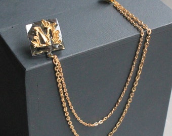 Broche chaîne de collier de veste en or personnalisée, pince de col de veste initiale, épingle de veste, épingle de revers pour homme femme, cadeau de mariage