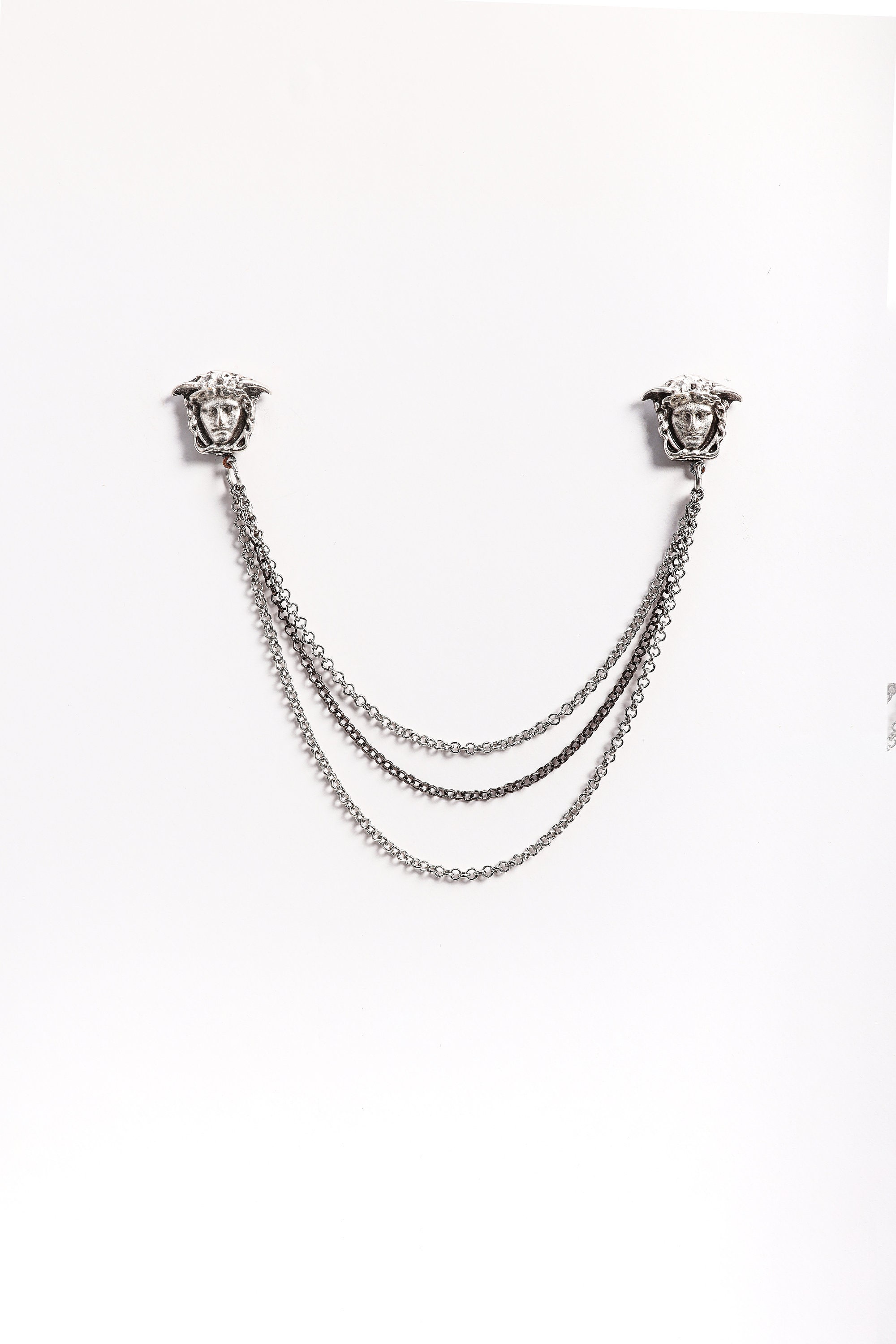 Medusa Silver / Gold Shirt Collar Chain Brooch Collar Clip Etsy UK