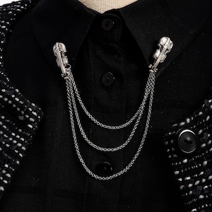 Violin - Saxophone Music Shirt Collar Chain Brooch Jewelry, Collar Clip Pin, Lapel Pin, Gifts for her women lady mom girlfriend