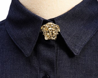 Silver / Gold Shirt Shirt Button Cover Brooch, Collar Chain Brooch, Collar Shirt Jewelry Pin, Button Cover Brooch, Gifts for Her Wedding