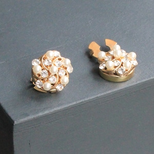 White Pearl Button Cover Cufflinks, Women Gold Color Cuff links, Gifts for Women Men Her Him Jewellery, Jewelry for Wedding Groomsmen Bride