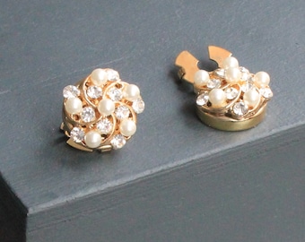 Boutons de manchette perle blanche, boutons de manchette couleur or femme, cadeaux pour femme homme, bijoux pour homme, femme pour homme d'honneur pour mariage