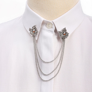 Plane Leaf Shirt Collar Chain Brooch, Collar Clips, Collar Pin, Jacket Lapel Pin, Jewellery For Women Men, Wedding Gifts