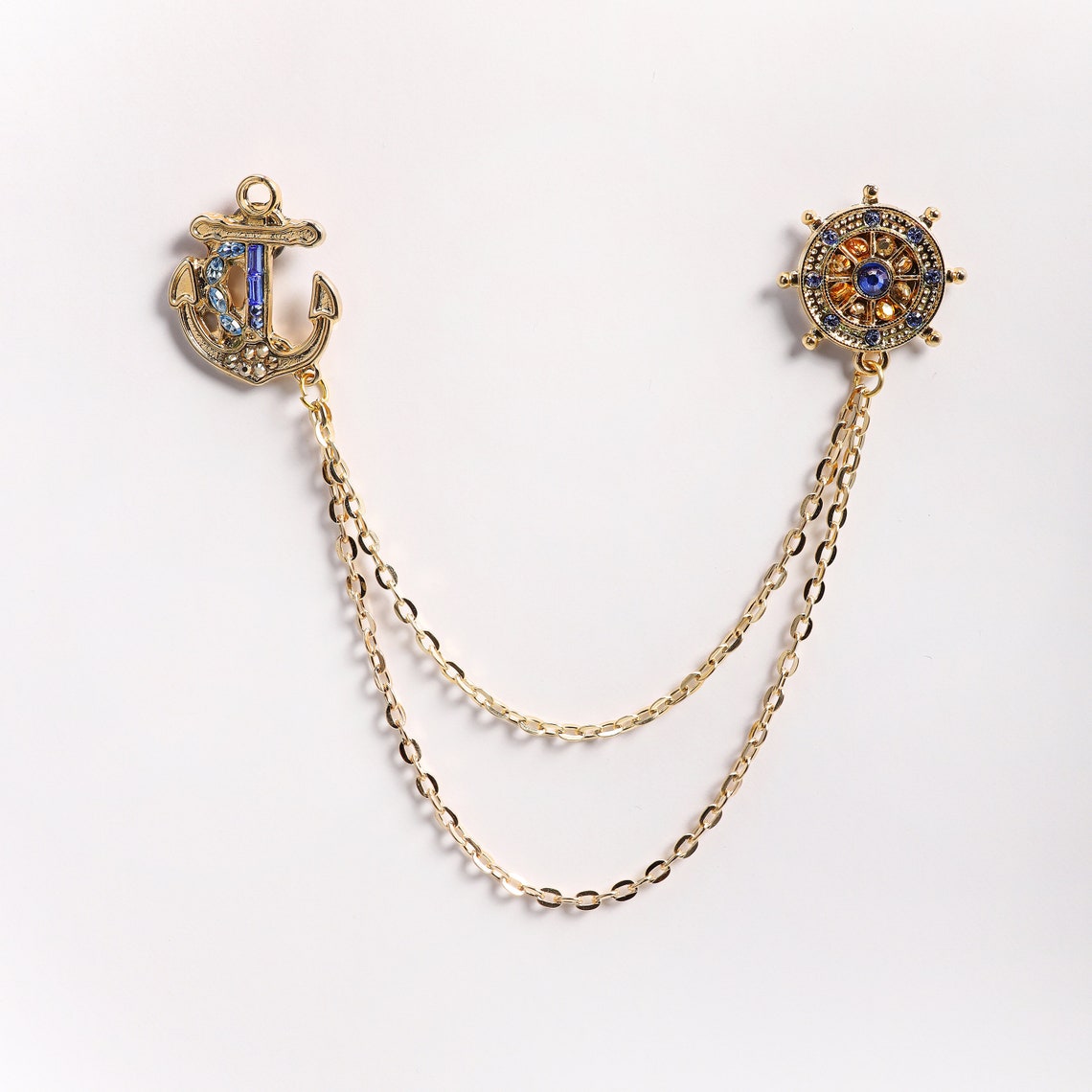 Gold Anchor Rudder Shirt Collar Chain Brooch Collar Clip - Etsy
