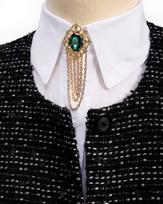 Handmade Gold/silver Shirt Button Cover Chain Brooch Button Etsy