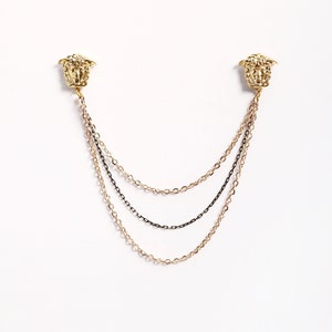 Medusa Silver / Gold Shirt Collar Chain Brooch Collar Clip - Etsy