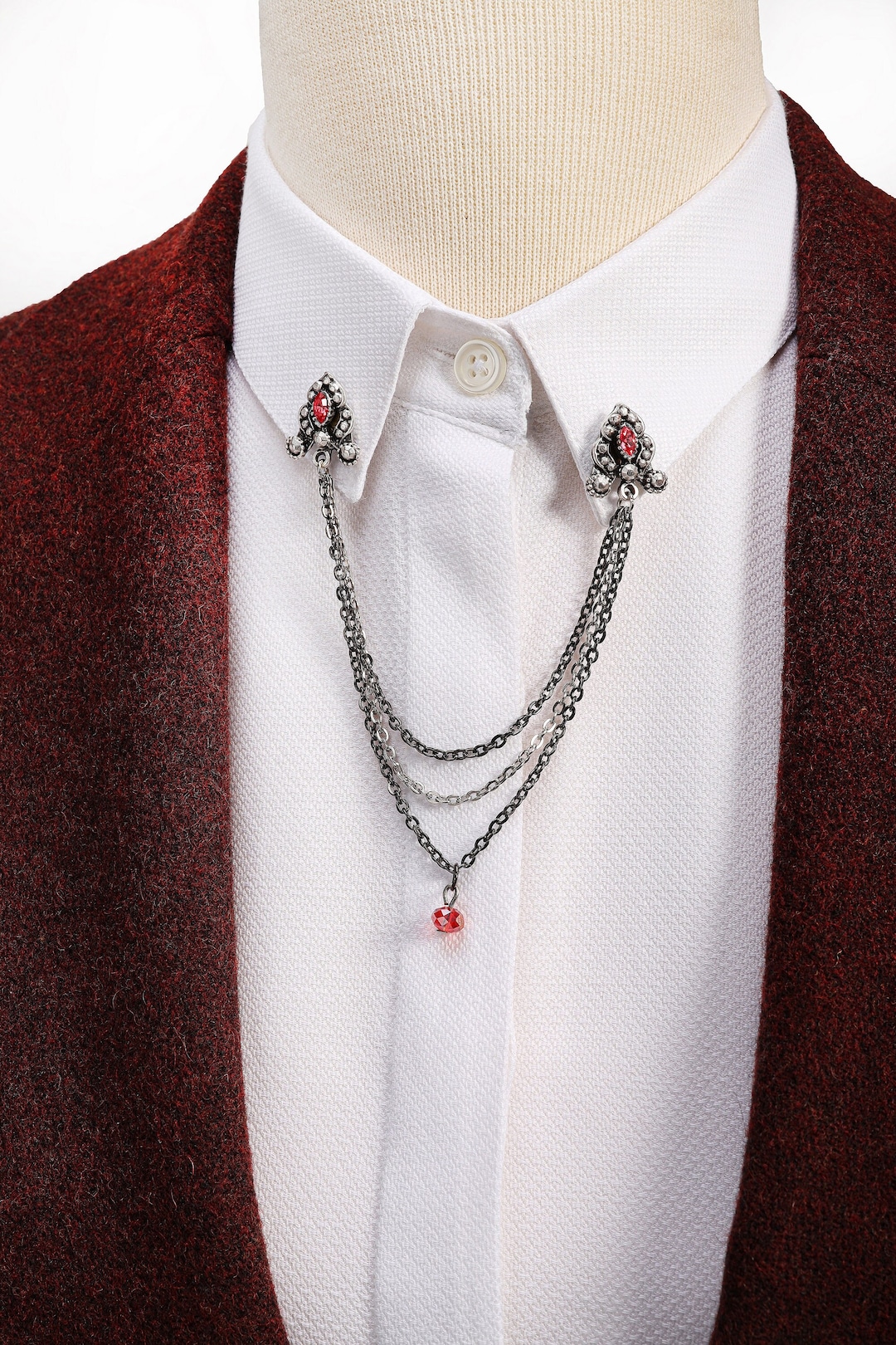 Queen Model Shirt Collar Chain Brooch Collar Clip Collar Etsy