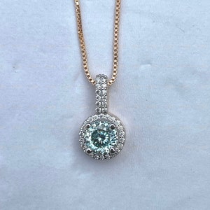 2.37 CT Portuguese Cut Cyan Greenish Blue Moissanite Pendant,Engagement Pendant,Wedding Pendant,Anniversary Gift,Portuguese Cut Pendant.