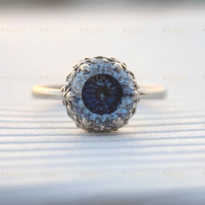 2.50 CT Portuguese Cut  Blue Moissanite Engagement Ring | Solitaire Diamond Wedding Ring | Anniversary Gift Ring To Loved One’s