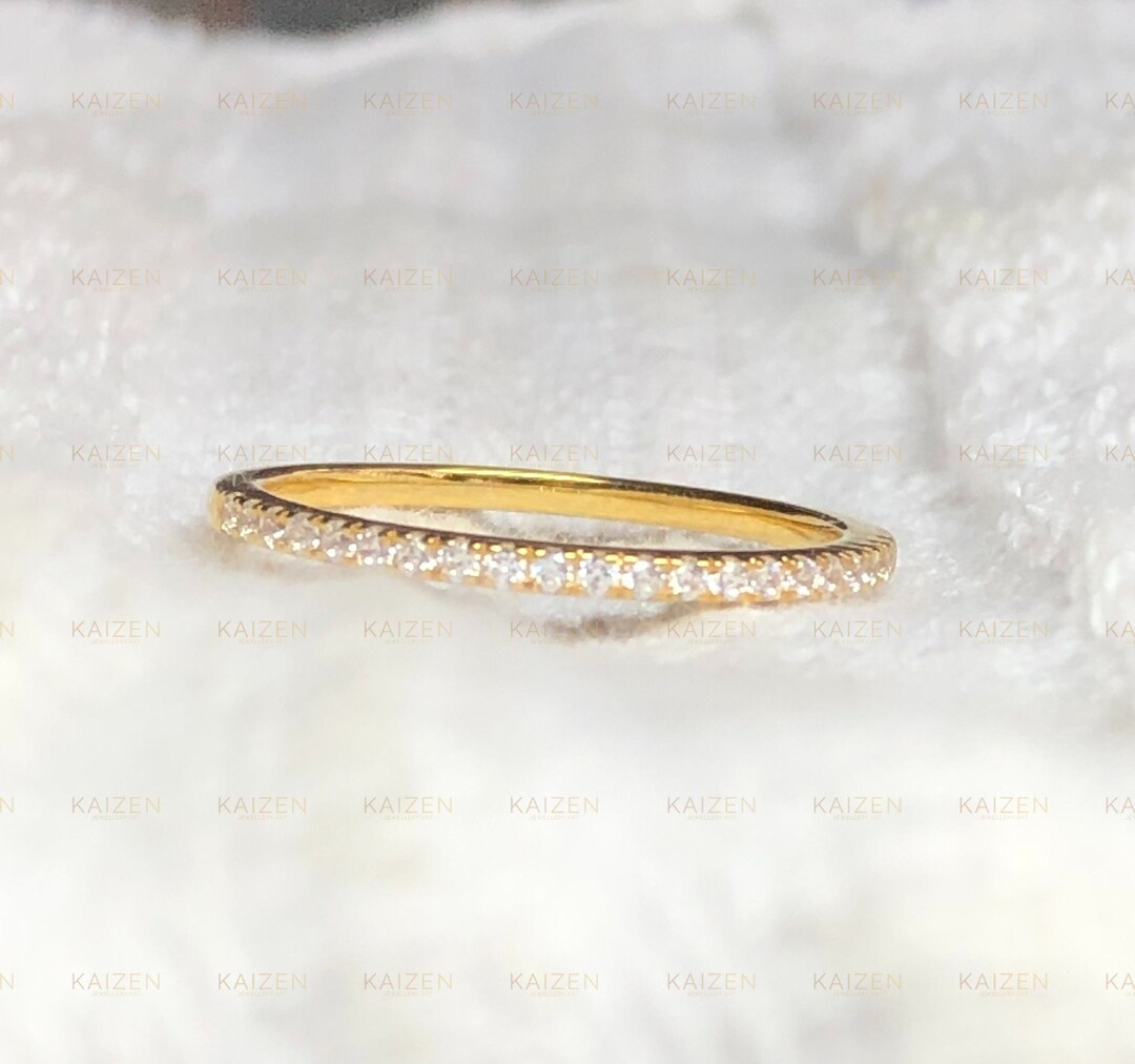 1.00-CT Round Moissanite Half Eternity 14K Yellow Gold Wedding Band - Etsy
