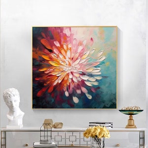 Original Abstract Colorful Flower Painting On Canvas Original Colorful Texture Floral Landscape Painting Heavy Textured Art Framed Wall Art