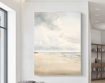 Large Original Sea Level Blue Oil Painting Abstract Minimalist Beach Painting Ocean Waves Abstract Painting On Canvas Waves Abstract Art