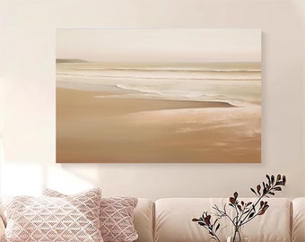 Large Beige Textured Abstract Painting Beach Ocean Waves Abstract Painting Beige Gray Ocean Texture Painting Neutral Minimalist Painting