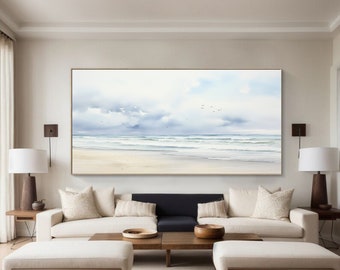 Original Ocean Wave Oil Painting On Canvas Textured Ocean Painting Beach Landscape Wall Art Abstract Sea Wall Art  Neutral Wall Art  Gifts