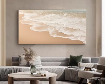 Large Seascape Abstract Painting Beach Canvas Painting Sea Abstract Painting Contemporary Seascape Wall Art for Living Room Home Wall Decor