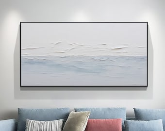 Large Original Blue Ocean Abstract Painting Original Sky Landscape Painting Large Wave Landscape Painting Beach Texture Painting Home Decor