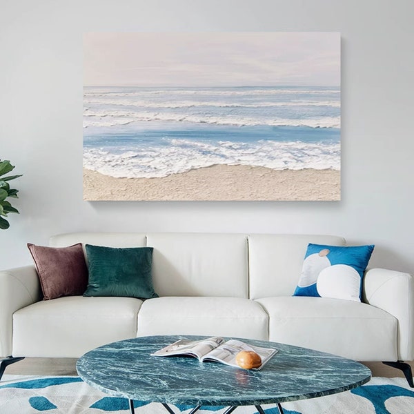 Large Sunrise Seascape Oil Painting Modern Ocean Painting Textured Abstract Landscape Art Original Blue Ocean Painting Seascape Wall Art