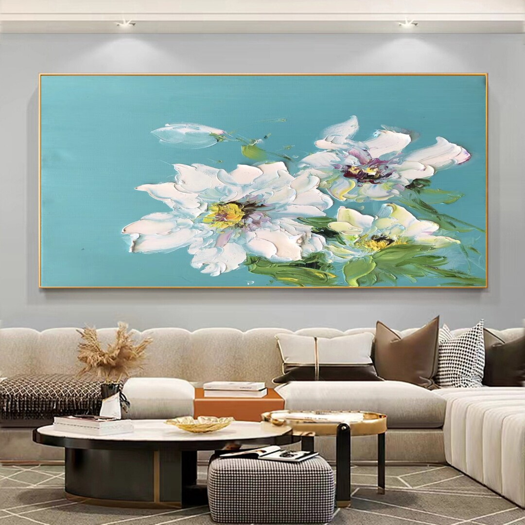 Large Abstract White Flower Painting on Canvas Original White - Etsy